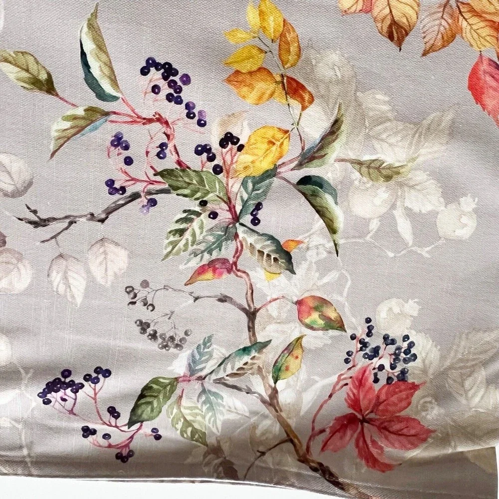 Maison d’ Hermine Equinoxe Grey Table Runner Floral Bird Autumn Forest 14.5x108